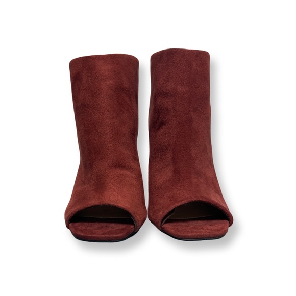 Qupid Stretch Suede Peep Toe Ankle Boots Women’s 6.5 Merlot Colored🍁 - Picture 3 of 9